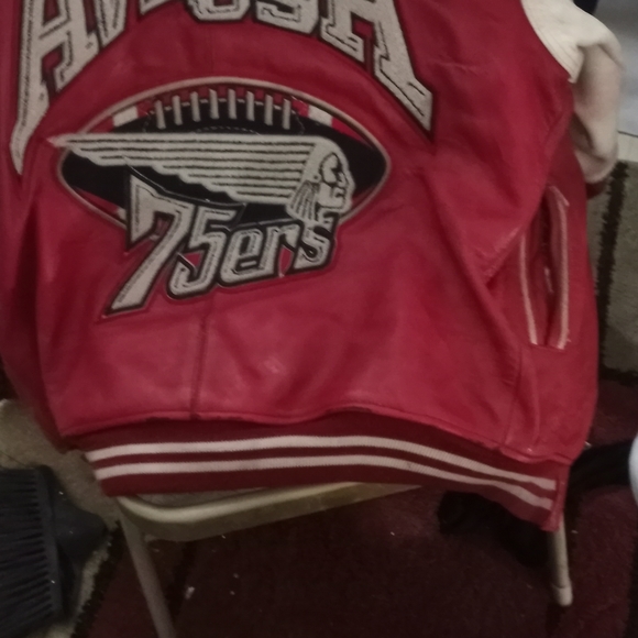 Alrex vintage 75 series red and white leather jacket 76ers - Picture 5 of 5